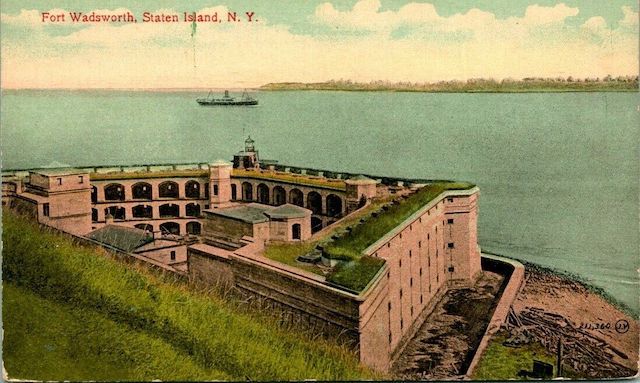 Fort Wadsworth, Staten Island, NY (aerial view of fort and bay from hill). Staten Island Postcards Fort Wadsworth, Staten Island (New York, NY)
