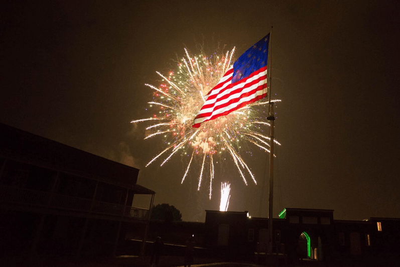 Jade Ryerson Pic of Fireworks Behind American Flag