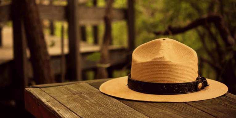 Flat hat that completes the National Park Service Ranger uniform