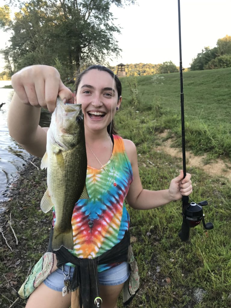 Kayleen Larose Holding Large Mouth Bass Caught