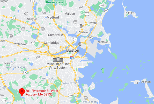 Map Screenshot City of Boston Archaeology Lab in West Roxbury