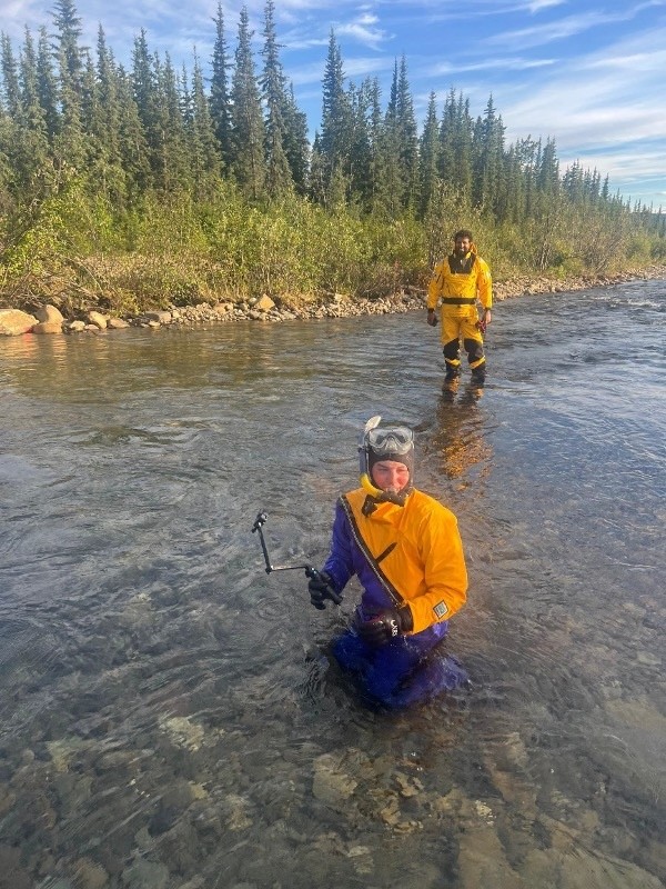 Member working in the water